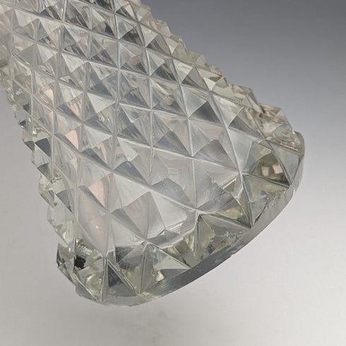 1901年 英国アンティーク 純銀装飾 カットグラス 花瓶 598g GE Walton & Co